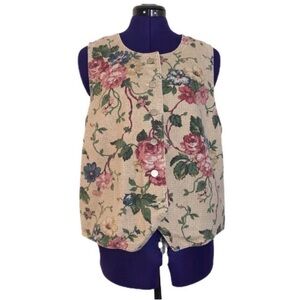 Vintage Floral Patterned Jean Vest